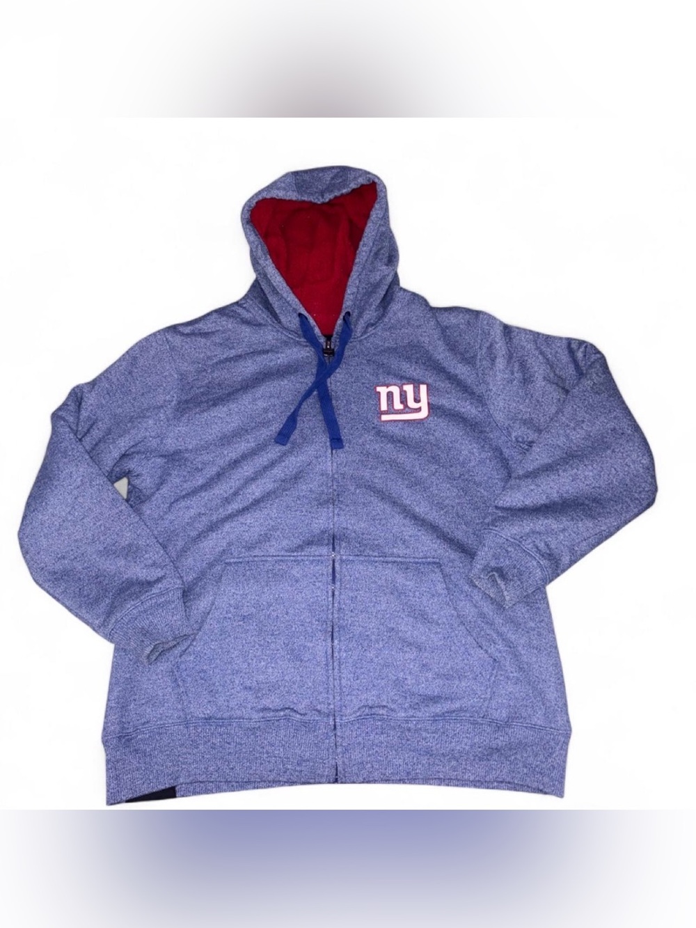 NY Giants Vintage 90’s Blue Full-Zip Hoodie with Red Lining